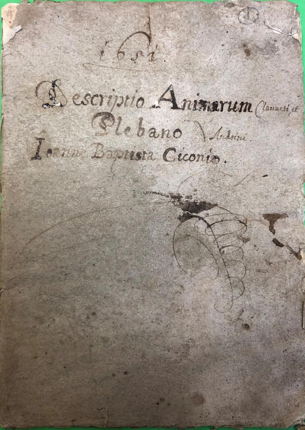 Descriptio animarum Clauzeti et Anduini plebano Ioanne Baptista Ciconio 1651